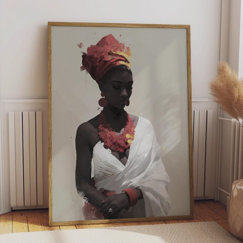 Abstract Afrocentric Art Print, Black Woman Portrait, Cultural Wall Decor, Empowerment Art