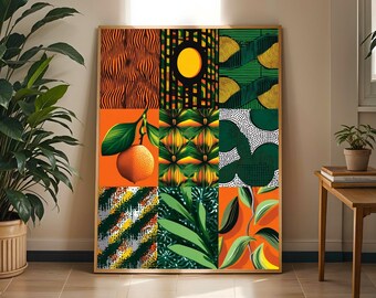 African Abstract Wall Art Print | Bold Geometric Ankara Inspired Poster