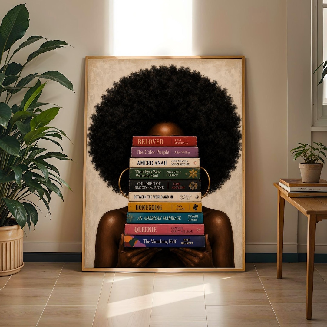 Afrocentric Woman Art Print: Black Authors Literary Boho Wall Decor