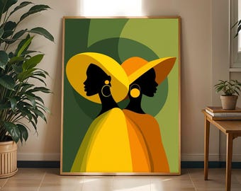 Afrocentric Wall Art Print: African Women Silhouette, Modern Home Decor
