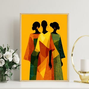 African Women Silhouette Wall Art Print | Afrocentric Ankara Inspired Poster | Bold Modern Home Decor