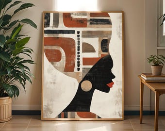 Afrocentric Silhouette Art Print – Modern Abstract Woman Portrait