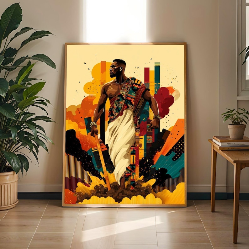 Afrocentric Art Print: Abstract Cultural Figure, Modern Boho Decor