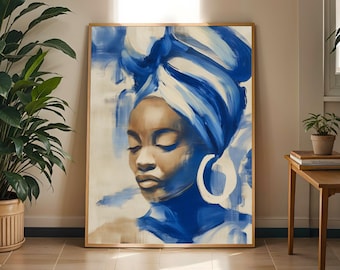 Lámina artística Retrato de Mujer Azul – Pinceladas abstractas modernas