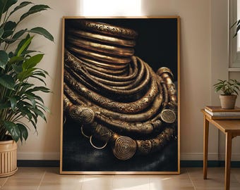 Ashanti Gold Art Print: African Tribal Textured Decor