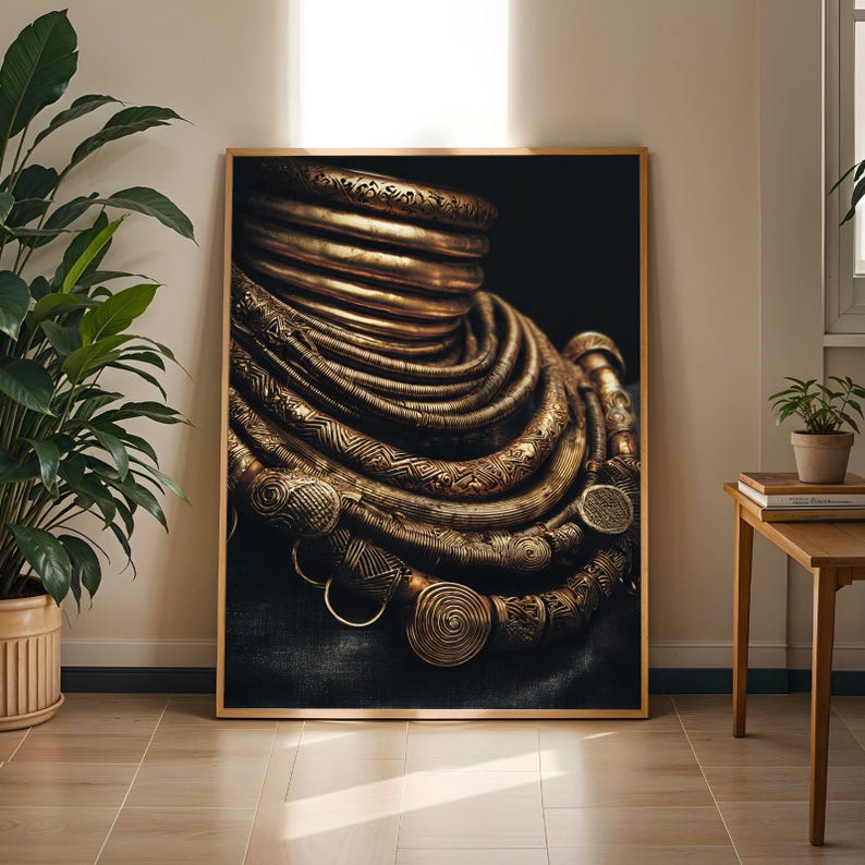 Ashanti Gold Art Print: African Tribal Textured Decor