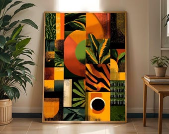 African Abstract Wall Art Print | Bold Geometric Ankara Inspired Poster | Modern Afrocentric Home Decor