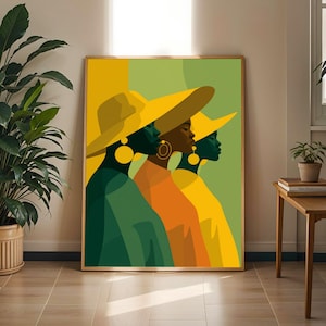 Afrocentric Women Silhouette Art Print: Bold Modern Home Decor