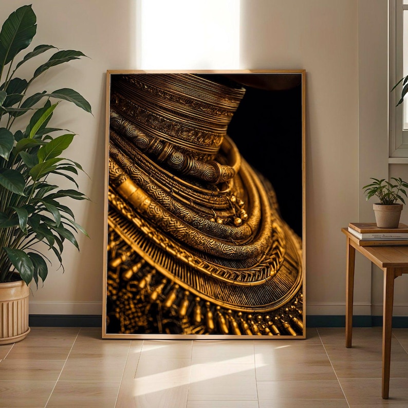 African Gold Necklace Art Print - Boho Home Decor