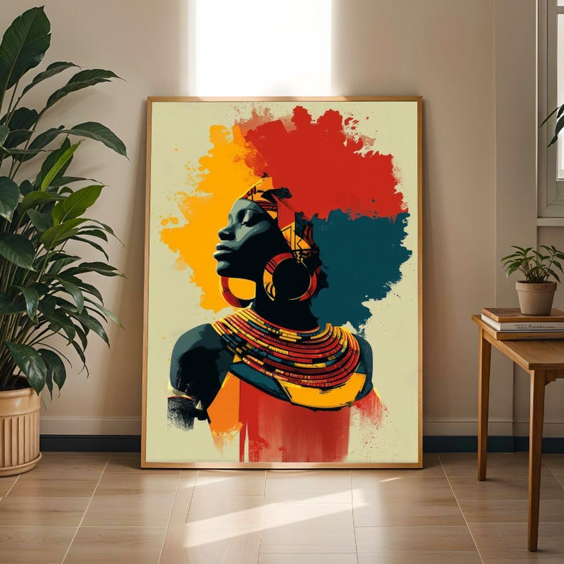 Regal Portrait with Beads Wall Art Print