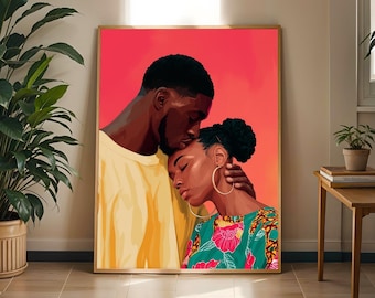 Afrocentric Love Art Print: Modern Boho Home Decor
