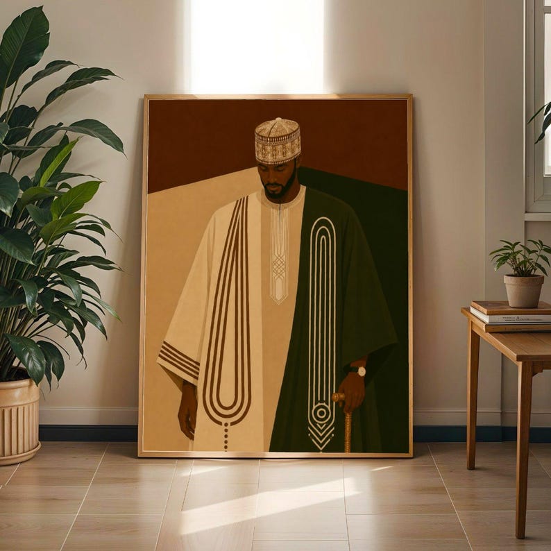 African Man Art Print | Agbada Wall Art | Black Culture Poster | Afrocentric Home Decor Gift
