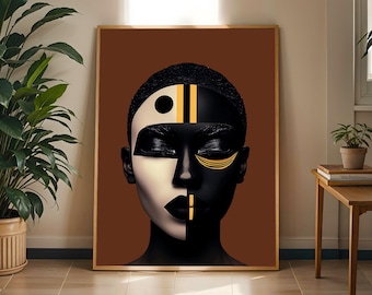 Afrocentric Woman Portrait Art Print, Black Beauty Poster