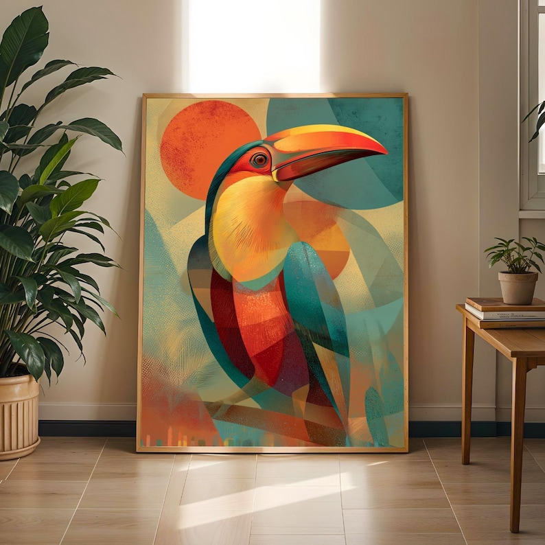 Geometric Toucan Print | Vibrant Abstract Bird Wall Art