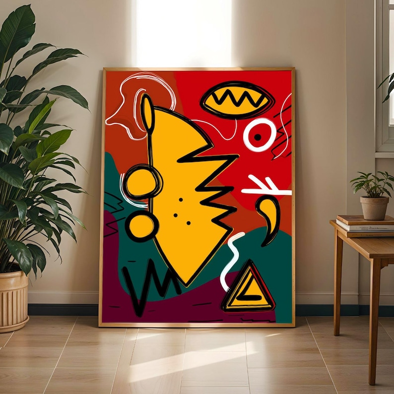 African Abstract Wall Art Print – Bold Geometric Patterns Illustration