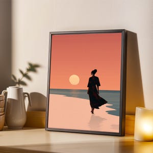 Beach Sunset Silhouette Art Print: Boho Afrocentric Decor image 6