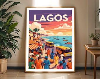 Lagos Nigeria Reiseplakat: Vintage afrikanische Wandkunst (digitaler Download)
