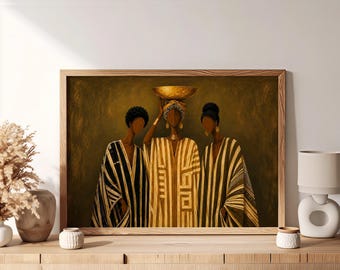 Afrocentric Art - Sisterhood - Black Art - Afro Modern Print