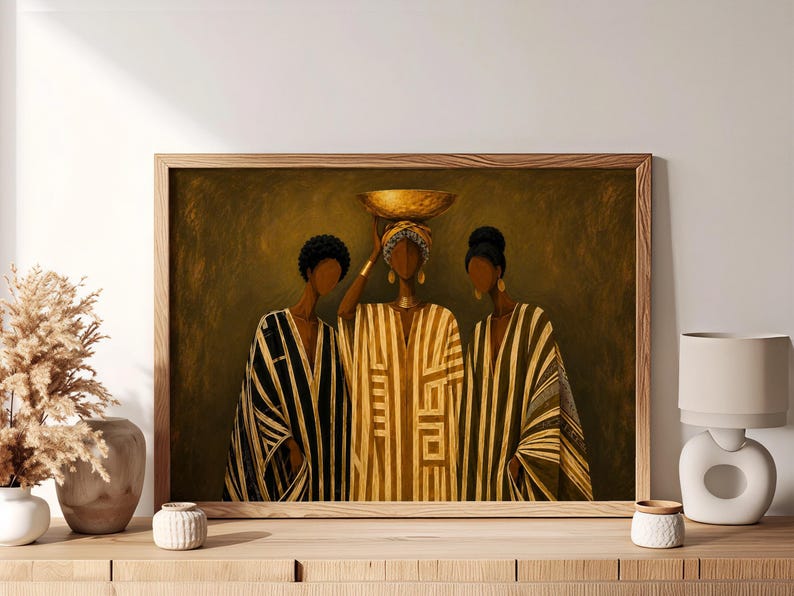 Afrocentric Art - Sisterhood - Black Art - Afro Modern Print