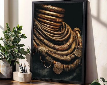 Ashanti Gold Art Print: African Tribal Textured Decor (Digital Download)