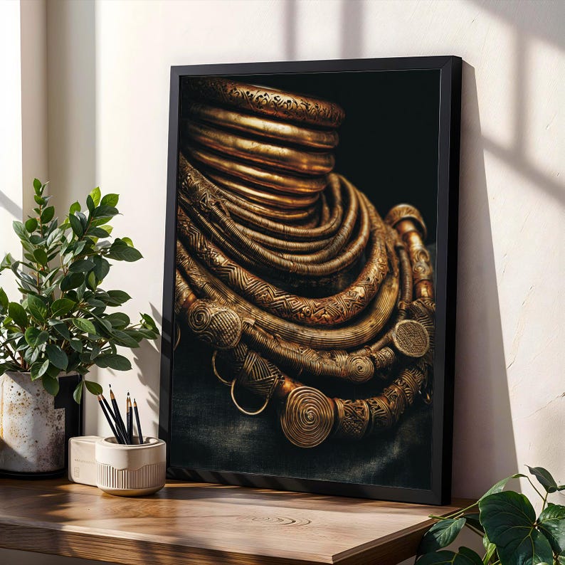 Ashanti Gold Art Print: African Tribal Textured Decor (Digital Download)