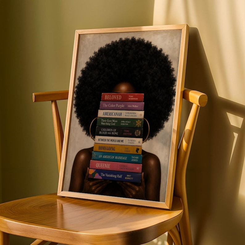 Afrocentric Woman Art Print: Black Authors Literary Boho Wall Decor image 11