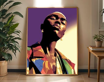 Afrocentric Black Woman Art Print: Modern Living Room Decor