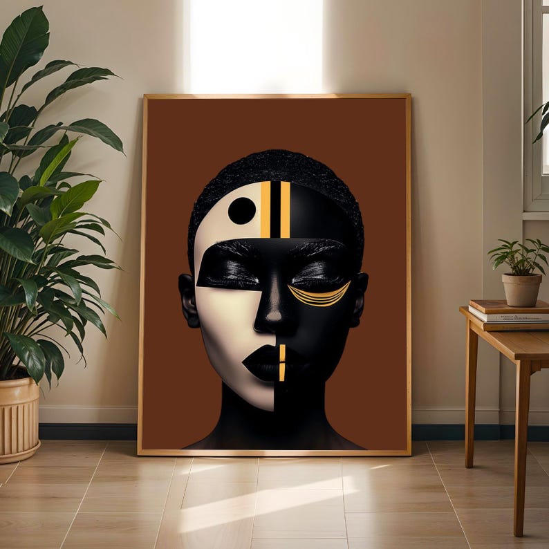 Afrocentric Woman Portrait Art Print, Black Beauty Poster