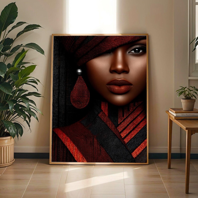 Black Woman Portrait Art Print | Bold African Inspired Empowerment Poster