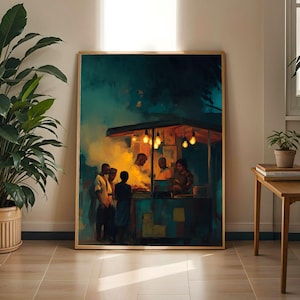Nigerian Suya Street Market Art Print | African Street Life Wall Decor