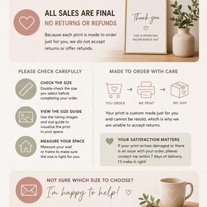The image is a return policy flyer for a small business, providing information on the return policy and instructions for customers.