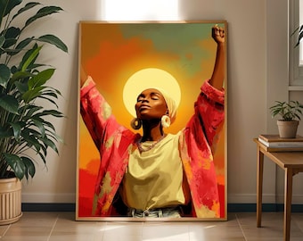 Afrocentric Empowerment Art Print: Modern Boho Home Decor