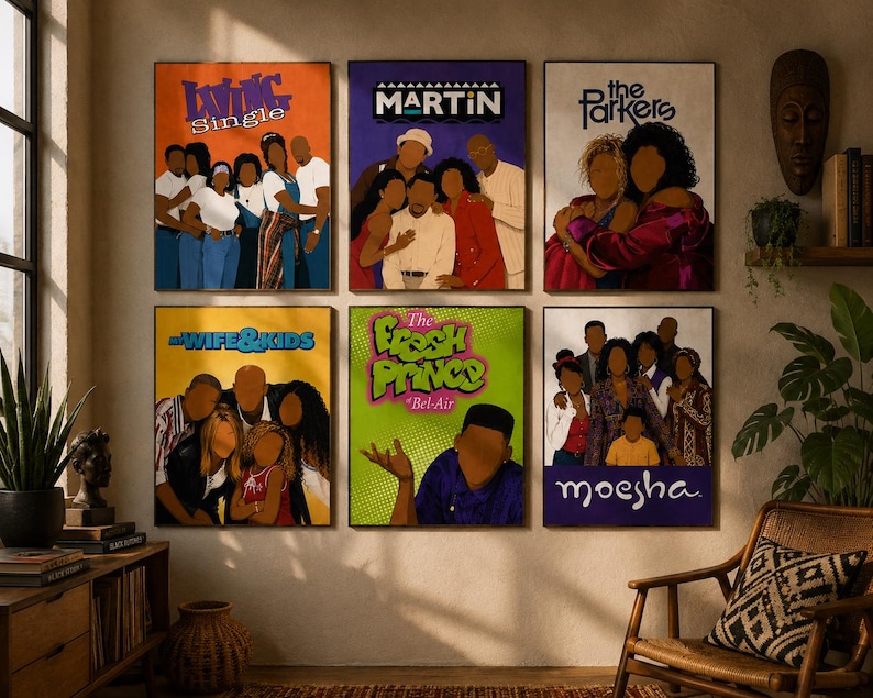 90s Black TV Show Poster Set | Living Single, Martin, Fresh Prince (Digital Download)