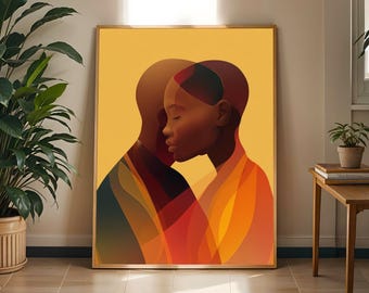 Stampa artistica astratta di una figura umana: decorazione per la casa in stile boho afrocentrico