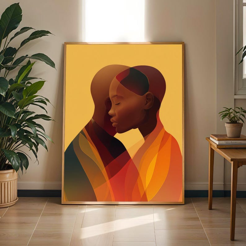 Abstract Human Form Art Print: Boho Afrocentric Home Decor