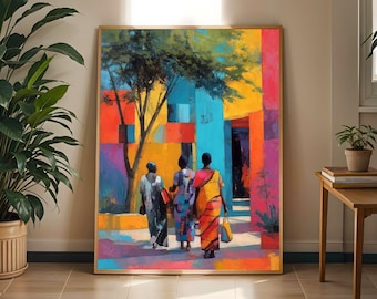 Vibrant African Market Art Print | Afrocentric Home Decor