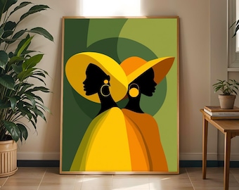 Afrocentric Wall Art Print: African Women Silhouette, Modern Home Decor