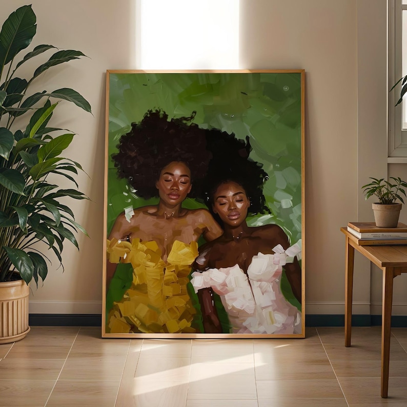 Black Women Underwater Art Print, Melanin Goddess Serenity Decor, Afrocentric Artwork