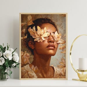 Floral Afrocentric Woman Art Print: Silhouette Poster