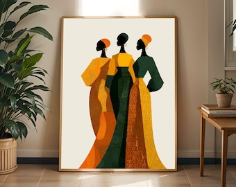 African Women Silhouette Print | Bold Ankara Inspired Afrocentric Art