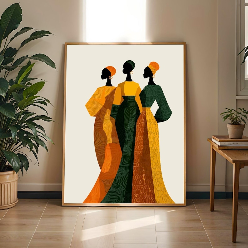 African Women Silhouette Print | Bold Ankara Inspired Afrocentric Art
