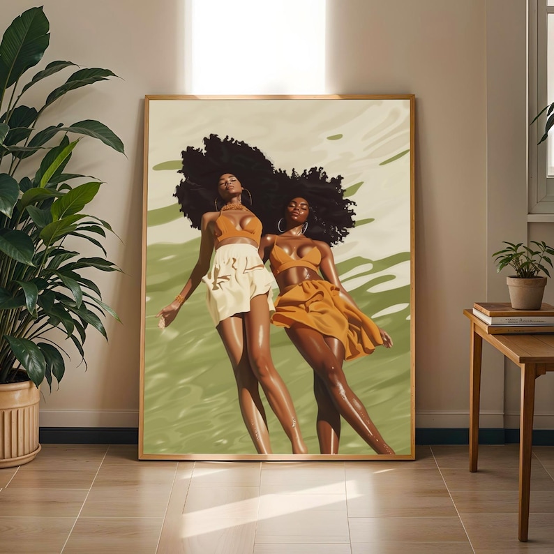 Black Women Underwater Art Print, Melanin Goddess Serenity Decor