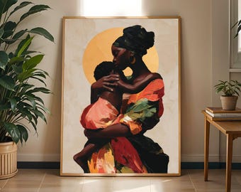 African Mother and Child Art Print | Afrocentric Home Decor