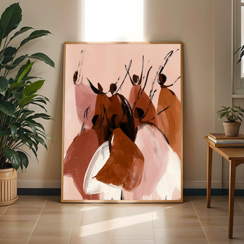 Abstract Black Women Art Print | Sisterhood, Earth Tones
