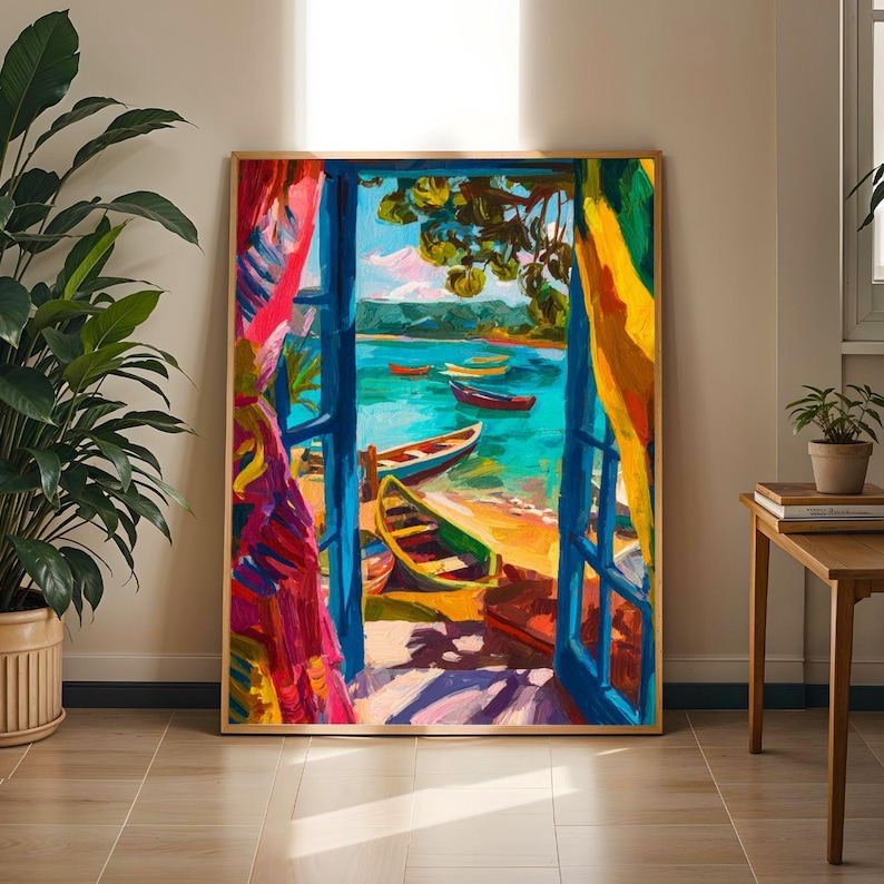 Tropical Beach Scene Print | Henri Matisse Inspired Coastal Art