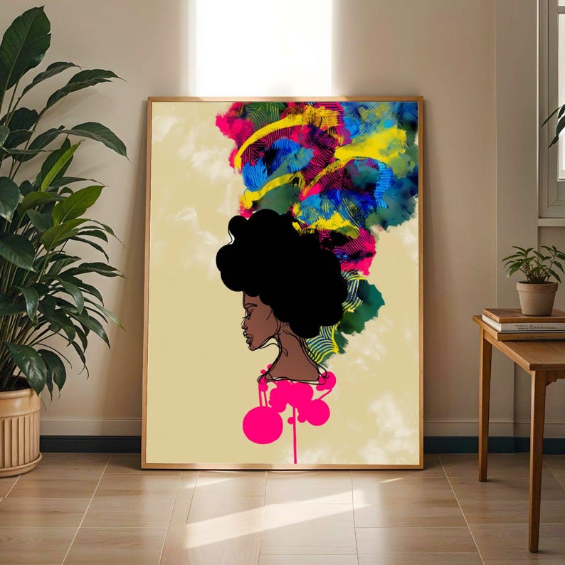Afro Woman Art Print Bold Colourful Black Woman Wall Art Empowerment Poster