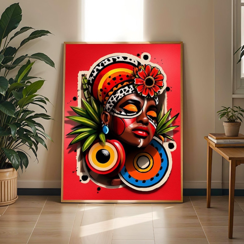 Afrofuturism Tribal Mask Aesthetics Wall Art Print