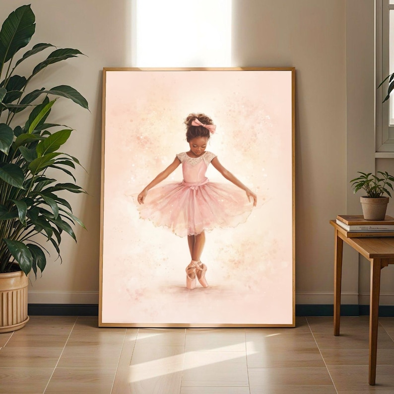 Ballerina Art Print: Pink Ballet Dancer, Nursery or Living Room