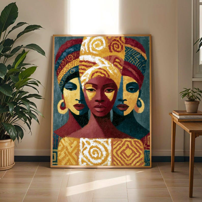 Three Queens African Women Wall Art Print | Bold Afrocentric Portrait Poster | Black Culture Empowerment Art