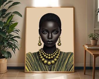 Mujer regia, arte mural de moda afroamericana